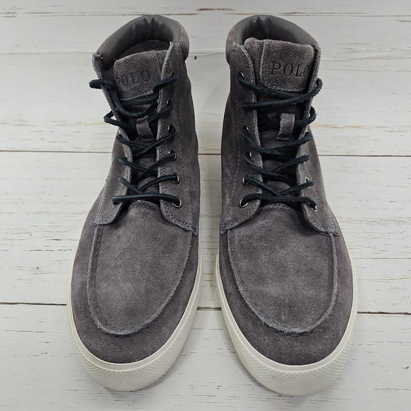 Polo Ralph Lauren Tedd Chukka Boots Mens 9.5 D Gray Leather Suede Hi Top Shoe‎ main image 5
